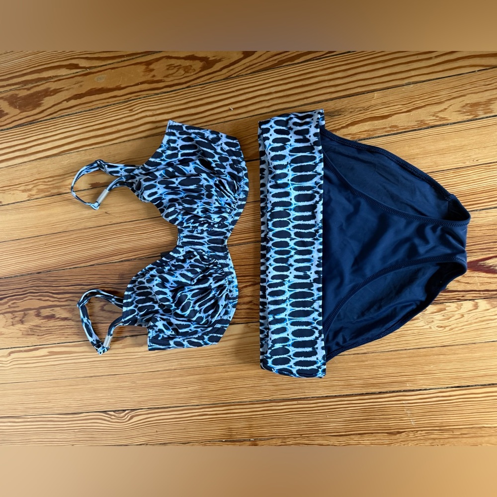 Chic Blue and Black Bikini Set